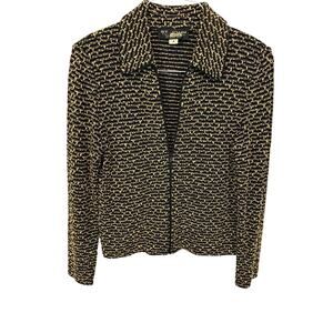 Vintage St. John Collection Black Cream Santana Knit Zip Jacket Sz 4 Old Money